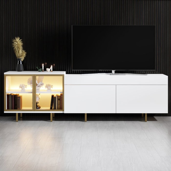 Hanah Home Soporte para TV Vienna Blanco y Dorado